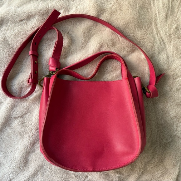 NWT Madewell The Sydney Leather Crossbody Bag Rosy Hibiscus Pink 🌺 - Picture 11 of 12